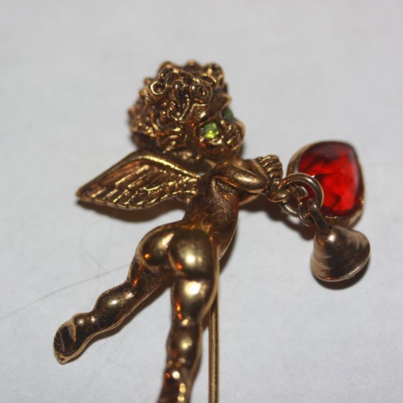 Vintage Angel Stick Pin Rhinestone Dangle Charms - Picture 2 of 4